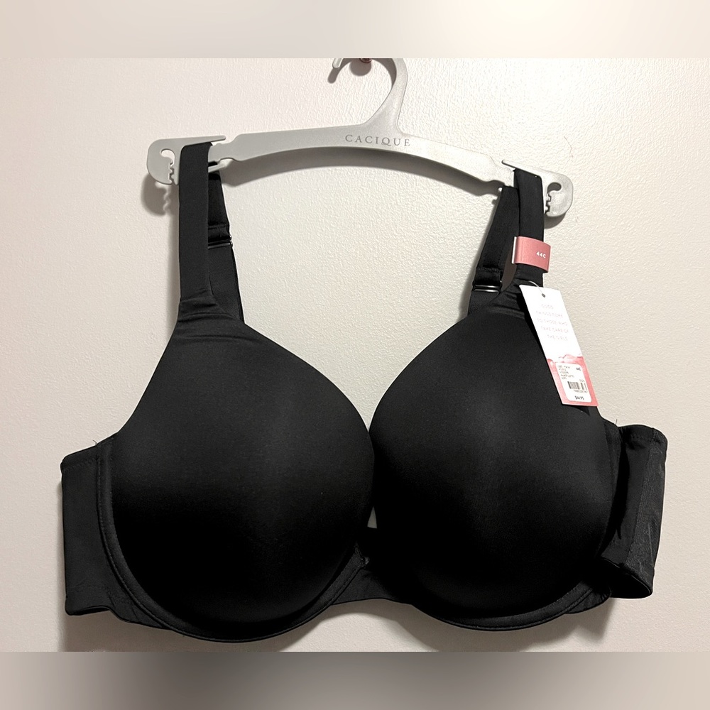 NWT- Lane Bryant- Cacique- Black Boost Plunge Bra- Size 44C
